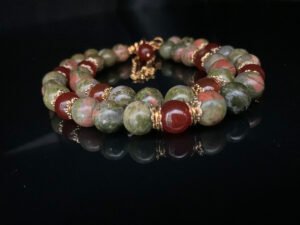 Unakite and Red Agate Bracelet