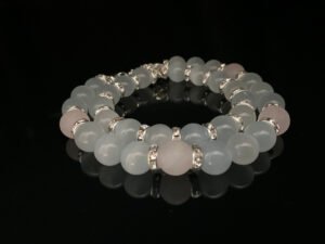 White cat eye and rose quartz bracelet